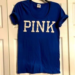 PINK blue logo Tee Shirt size Large